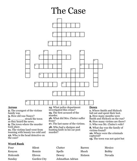 The Crossword Solver found 30 answers to "Certain case", 7 letters crossword clue. . Should that be the case crossword